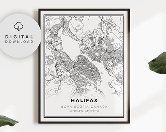 Halifax Area Map Print, Nova Scotia NS Canada Map Art Poster, Dartmouth Bedford, Printable city street road map, NP880