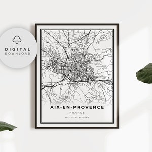 Aix-en-Provence Karte Druck, Frankreich Karte Kunst Poster, Azur, druckbare Stadt Straße Straßenkarte, druckbare Designs, NP917