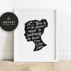 Jane Austen Quote, Printable, Print Art Wall Art, Poster Wall Decor, Print Inspirational, Quote Jane Austen, Silhouette Art, NP615
