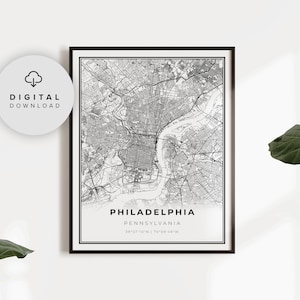 Philadelphia Region Karte Druck, Pennsylvania PA USA Map Art Poster, druckbare Stadt Straße Straßenkarte, Geschenk Freund, PN114