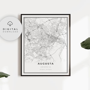 Augusta Map Print, Georgia GA USA Map Art Poster, Printable city street road map, Digital map, bedroom wall decor, NP96