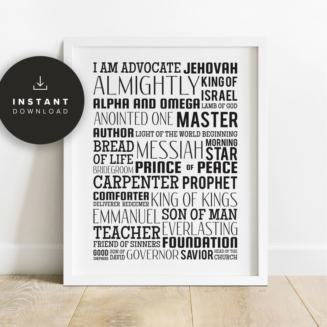 Names of God Jesus Wall Art, Printable, Bible Verse Poster, Scripture ...