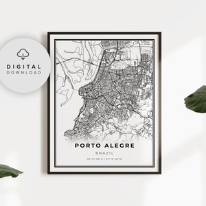 Porto Alegre Karte Druck, Brasilien Karte Kunstposter, Rio Grande do Sul, druckbare Stadt Straße Straßenkarte, druckbare Dekor, NP918
