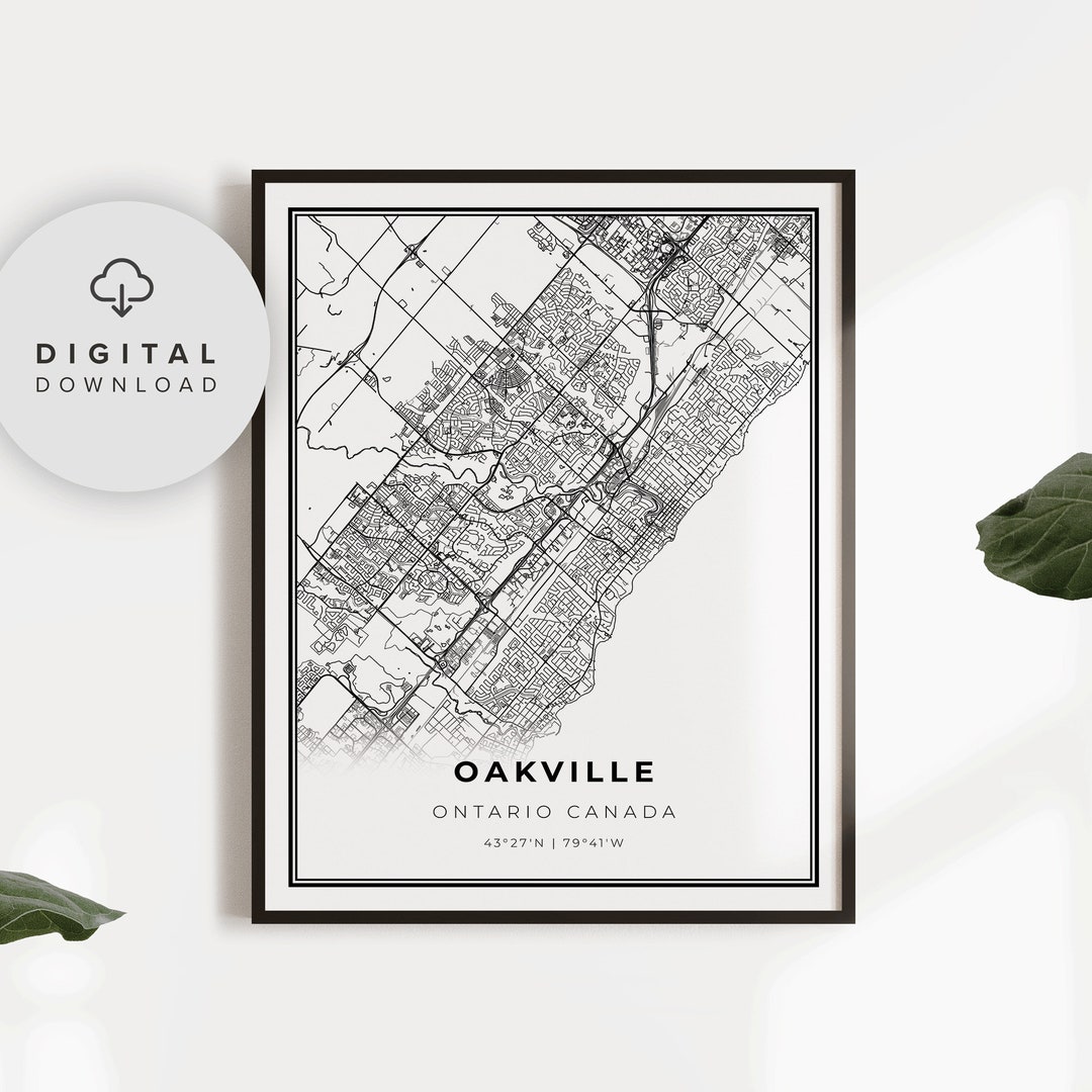 Oakville Map Print, Ontario ON Canada Map Art Poster, Printable City