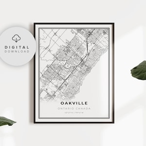 Oakville Map Print ( Ontario ON Canada Map Art Poster, Imprimerie de la route de la rue, Carte imprimable, NP481