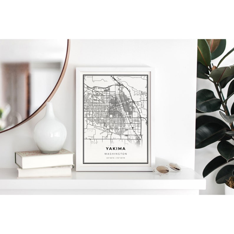 Yakima Map Print Washington WA USA Map Art Poster Printable Etsy