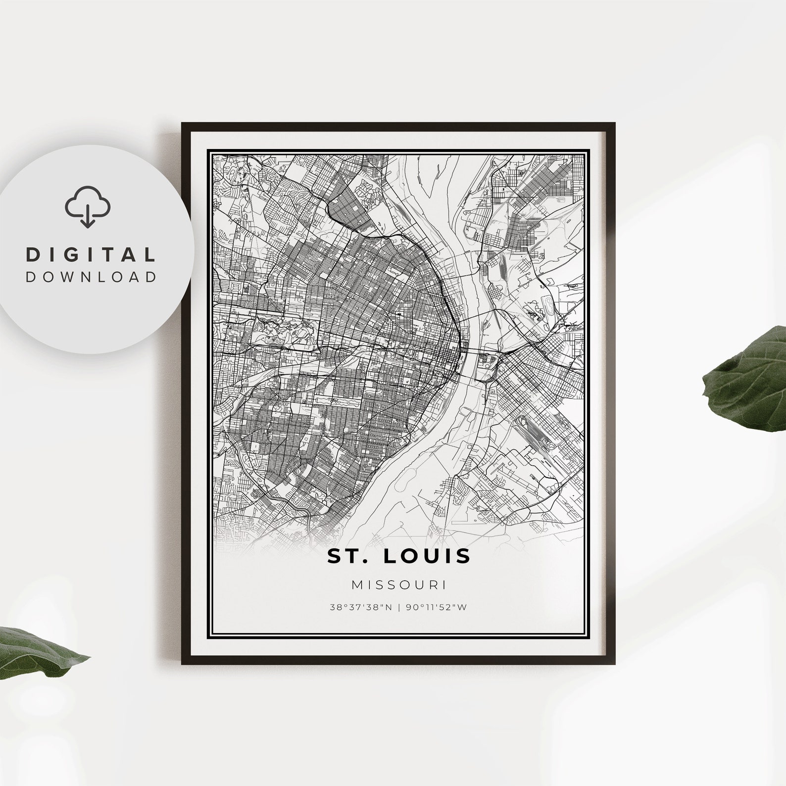 St. Louis Map Print, Missouri MO USA Map Art Poster, St Louis ...