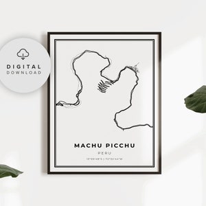 Machu Picchu Map Print, Peru Map Art Poster, Machu Pikchu Cusco, Printable city street road map, map wall art, NP761
