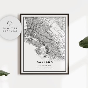 Oakland Map Print, California CA USA Map Art Poster, Printable city street road map, Printable kitchen, NP186