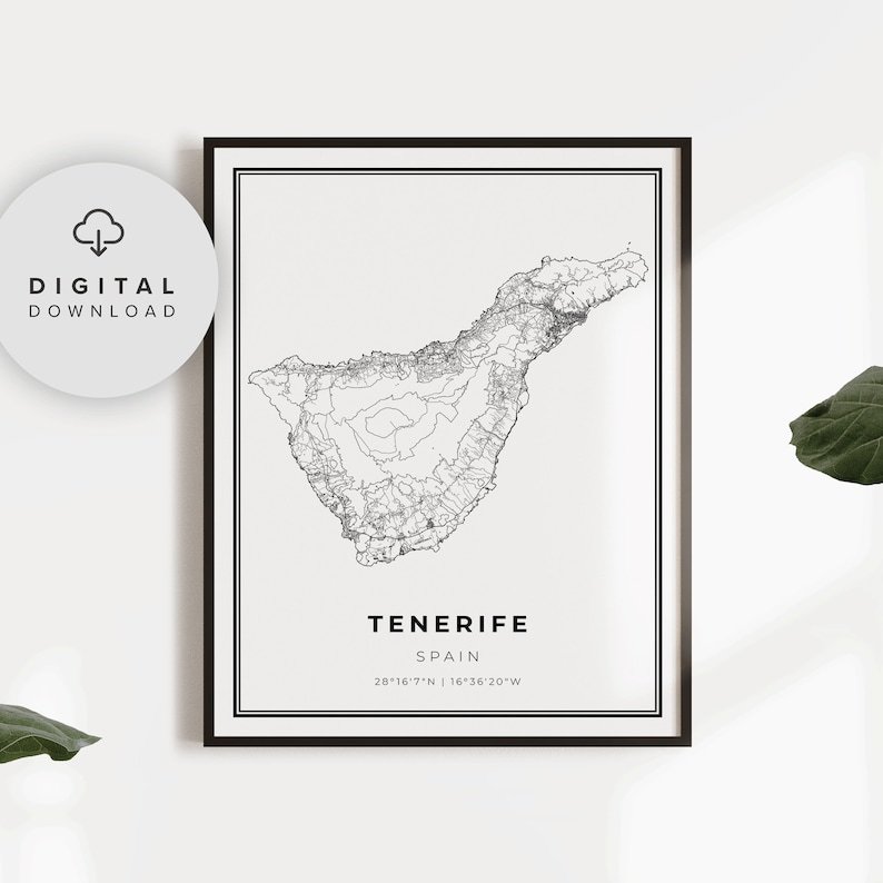 Tenerife Map Print Spain Map Art Poster Canary Islands - Etsy