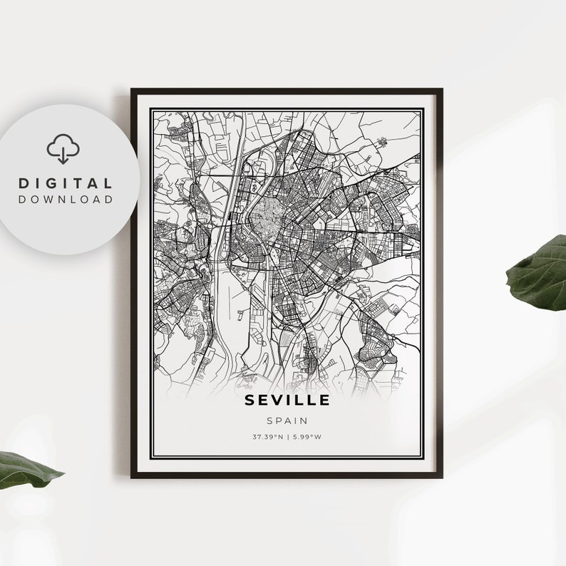 Seville Map Print Spain Map Art Poster Printable City Street - Etsy