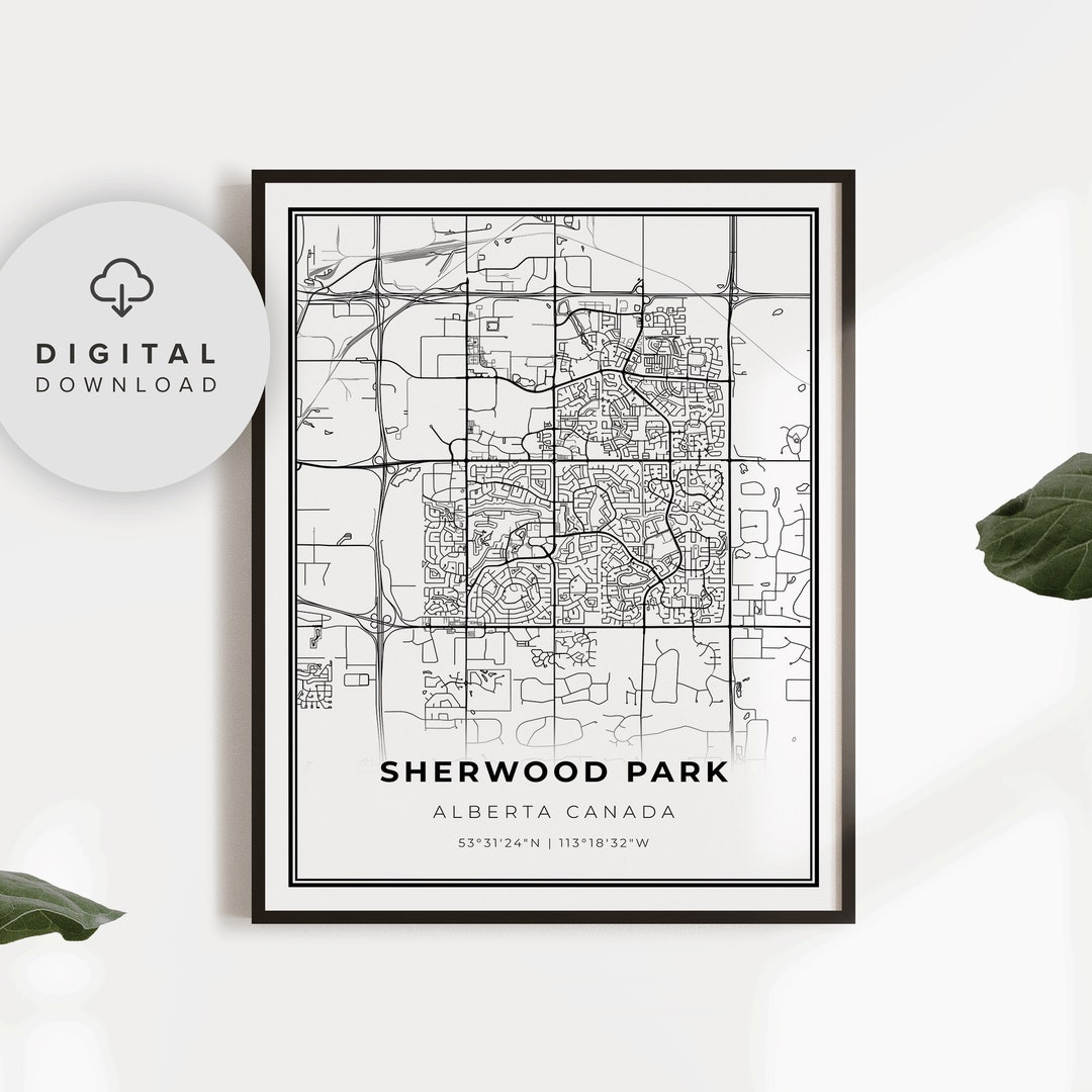 Sherwood Park Map Print, Alberta AB Canada, Printable City Street Road