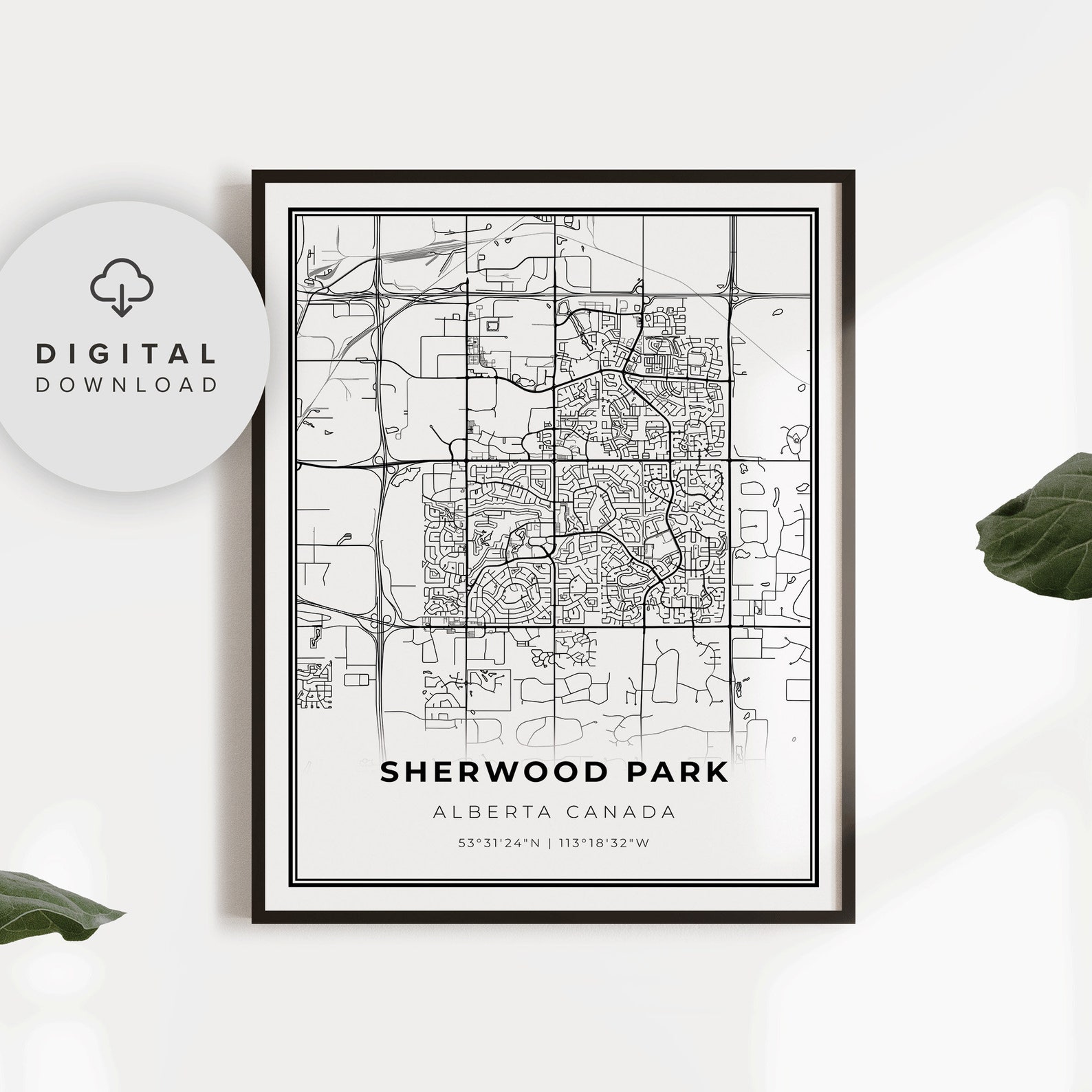 Sherwood Park Map Print Alberta AB Canada Printable City Etsy