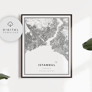 Istanbul Map Print, Türkei Karte, Kunstplakat, Marmara, Druckbare Straßenkarte, Straßenkarte, Digitaldrucke, Geschenk für sie, PN583