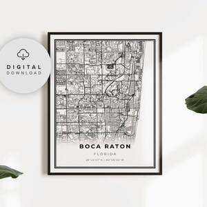 Boca Raton Map Print, Florida FL USA Map Art Poster, Palm Beach Printable city street road map, hometown map, NP254