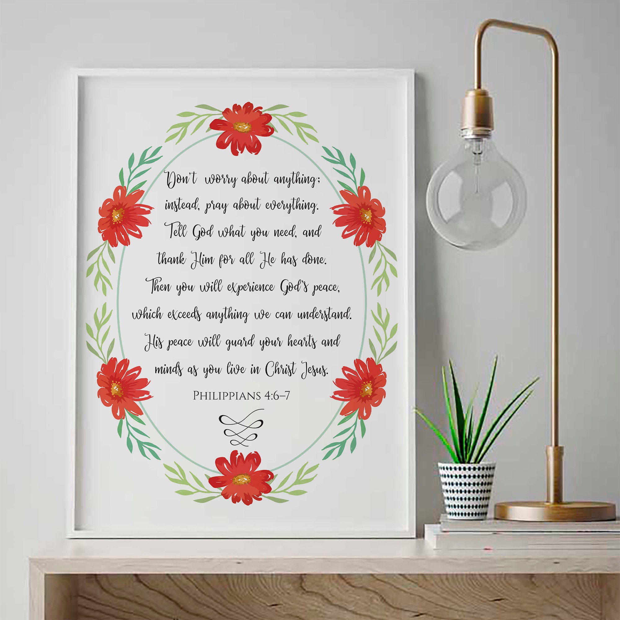 Philippians 4:6-7, Printable, Do Not Worry About Anything, Scripture ...