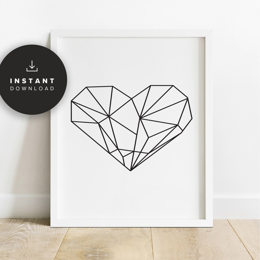Geometric Heart Printable Prints Modern Decor Geometric - Etsy