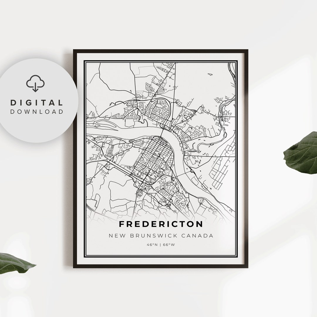 Fredericton Map Print New Brunswick NB Canada Printable City Etsy