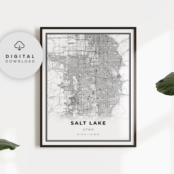 Salt Lake County Map Print, Utah UT USA Map Art Poster, Printable city street road map, Digital prints art, NP144