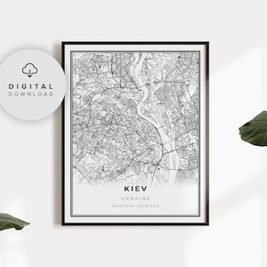 Impressão de mapa de Kiev, pôster de arte de mapa de Ucrânia, pôster de arte de mapa, mapa de ruas da cidade imprimível, impressão de arte de cidade, NP723