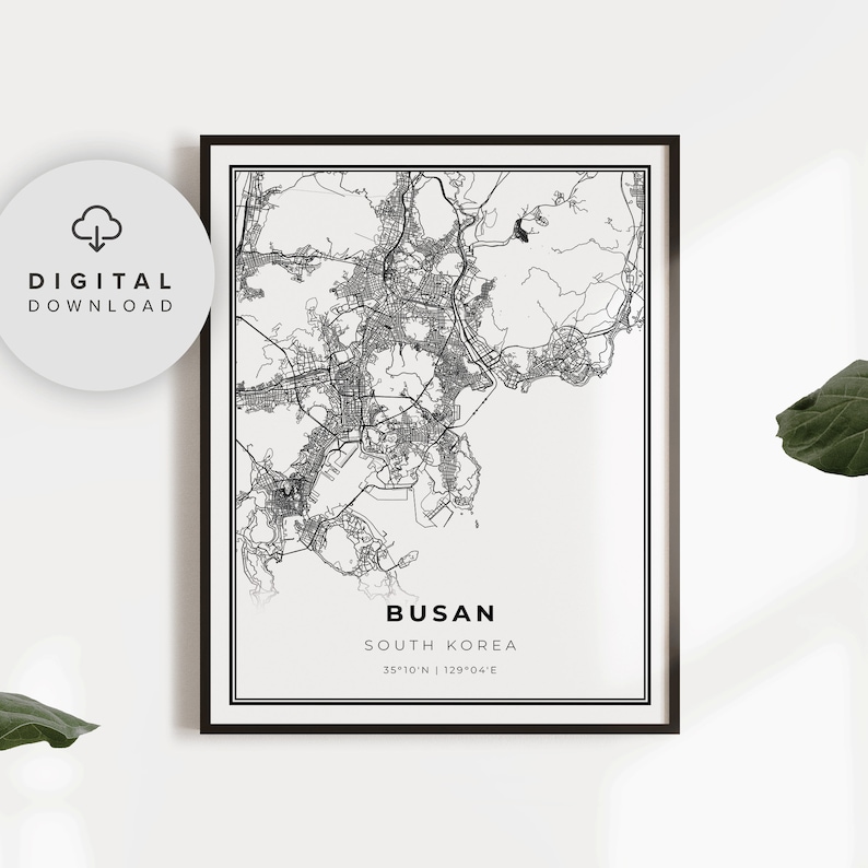 Busan Map Print South Korea Map Art Poster Printable City - Etsy