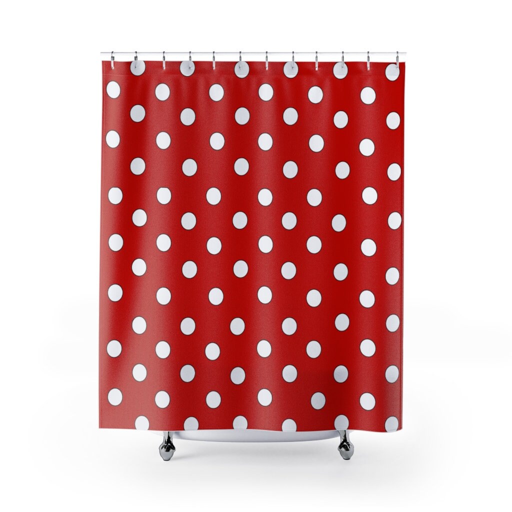 Red and White Polka Dot Shower Curtain Etsy