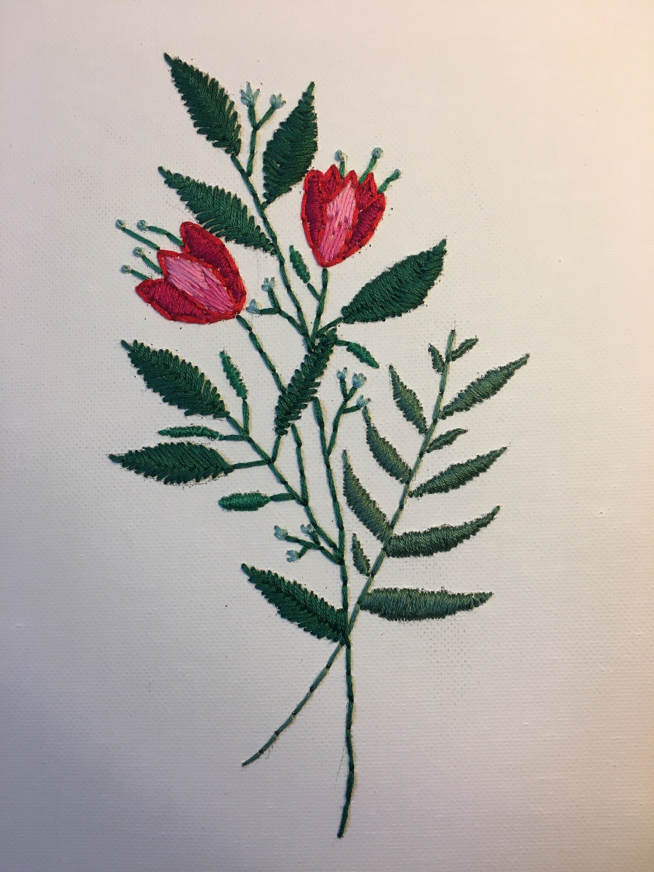 Flower Embroidery on Canvas Etsy