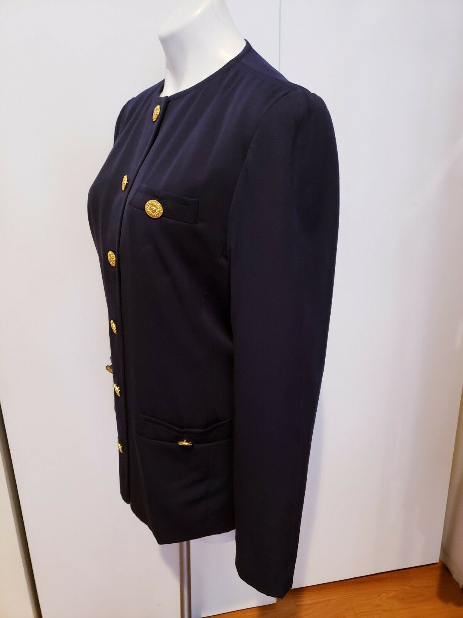 Ensemble Gloria Sachs – Blouse Et Jupe – Taille 8 – Occasion Très Bon état – Printemps Navy