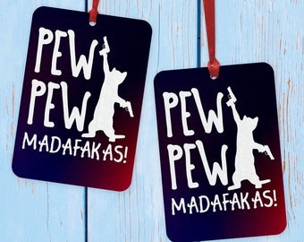 Ambientador de gato engraçado, Ambientador de piada rude para adultos, Ambientador de carro Pew Pew engraçado, Presente de piada, Presente de novidade, Decoração de carro, Presente para ele