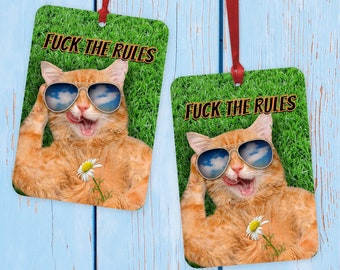Funny  Ginger Cat Freshener, Cat Rule Car Air Freshener, Funny Cat  Quote Air Freshener, Joke Present, Novelty Gift, Car Decor, Gift For Him