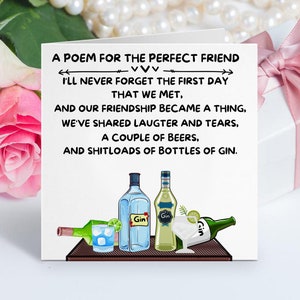 La carta amico perfetta, la carta di ringraziamento novità, la carta di ringraziamento di 300 m, la carta migliore amico, la carta dell'amicizia, la carta per gli amanti del gin