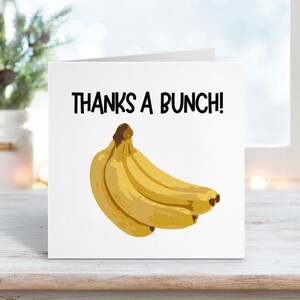 Merci A Bunch Card, Funny Thank You Card, Novelty Thank You Card, 300gsm Thank You Card, Banana Card