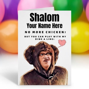 Aangepaste Shalom-kaart, grappige nieuwigheidskaart, grappige Jim friday night dinerkaart, grappige kaarten