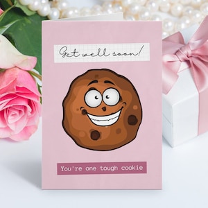 Get Well Soon You're One Tough Cookie A5 Karte, 300gsm Get Well Soon Karte, Get Well Wishes, Positive Thoughts