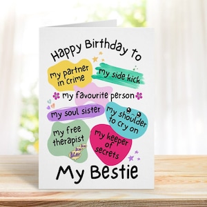 Happy Birthday To My Bestie Karte, Bester Freund Karte, Lustige Bestie Karte, Freundschaftskarte, Soul Sisters