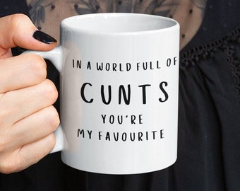 In A World Full C**ts You're My Favourite Mug, Funny Mug, Joke Gift, Rude Mug, Stocking Filler,  Present For Her, Gift For Him