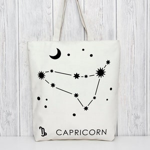 Kerstcadeau, Steenbok Constellation Tote Bag, Sterrenbeeld Cadeau, Eco-vriendelijke Tote Bags, Tas Voor Het Leven Tote, Astrologisch Teken Cadeau
