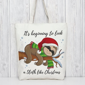 Christmas Sloth Tote Bag,  Cute Sloth Tote Bag  , Eco Friendly Tote Bag , Bag For Life Tote,  Christmas Tote Bag Gift , Must Have Bags