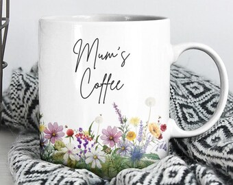Mug personnalisé Fleurs sauvages pour maman, Cadeau pour la fête des mères, Cadeau personnalisé pour maman, Mug pour maman, Mug à café pour maman, Mug de Noël