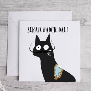 Tarjeta divertida, Tarjeta Scratchador Dali, Tarjeta de novia, Tarjeta de cumpleaños, Tarjeta para él, Tarjeta Boyfirend, Tarjeta de aniversario, Tarjeta del gato