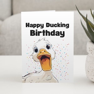 Carte d’anniversaire Happy Ducking, carte d’anniversaire personnalisée drôle, carte de meilleur ami, carte d’anniversaire de blague, carte pour sœur, carte de vœux drôle