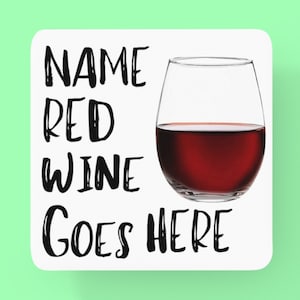 Personalised Red Wine Coaster, Adult Name Drinks Coaster, Custom Name Coaster ,Personalised  Coaster, Wine Lovers Gift