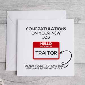 Traitor Definition Card - Humorous Coworker Leaving Card - New Job Card -  Naughty Card For Him Her - Card For Coworker