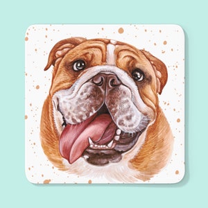 British Bulldog Coaster, Cute Dog Coaster, Dog Lovers Coaster, Home Office Desk Decor , Novelty  Coaster