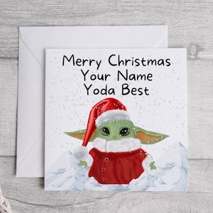 Personligt Yoda Bästa julkort, Sött anpassat Yoda Bästa kort, Handgjort julkort, Roligt kort, Julklapp, Nyhetskort,