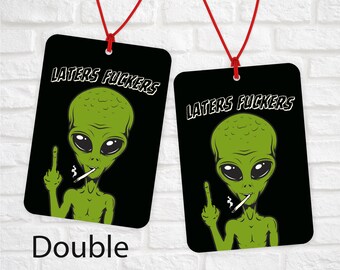 Grappige buitenaardse luchtverfrisser, onbeleefde buitenaardse auto luchtverfrisser, grappige luchtverfrisser, grap cadeau, auto decor, cadeau voor hem, kerstcadeau