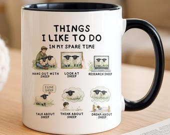 Funny Sheep Lover Mug – Things I Like To Do In My Spare Time – Farming Gift for Sheep Farmer or Farm Girl