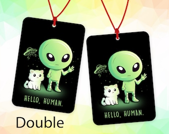 Hello Human UFO Alien Lufterfrischer, niedlicher Alien Lufterfrischer, lustiger UFO Lufterfrischer, Witz Geschenk, Auto Dekor, Geschenk für ihn, Weihnachtsgeschenk