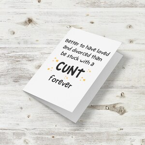 Funny Divorce Profanity Card, Funny Card, Funny Divorce Gard, Divorce & breakup Gift, Congrats Divorce Card image 3