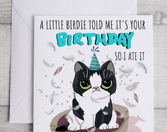 Biglietto di auguri di compleanno per gatti, biglietto per proprietari di gatti, biglietto di auguri di compleanno con gatti divertenti, biglietto di auguri di compleanno divertente, biglietto di auguri di compleanno con barzelletta originale